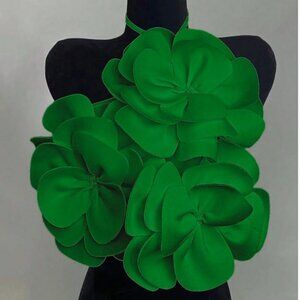 Green Floral Statement Halter Top NWOT